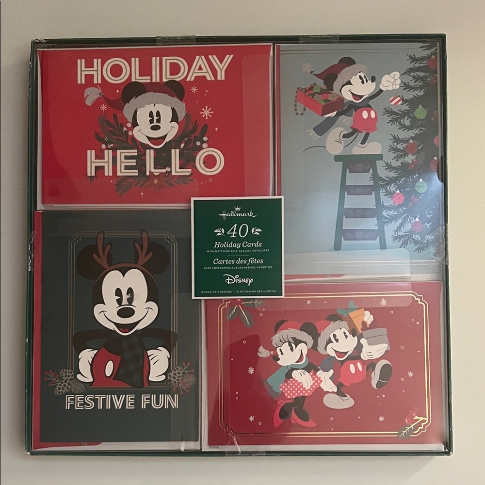 Disney Holiday Card Set  (40 Cards) - Red and Black